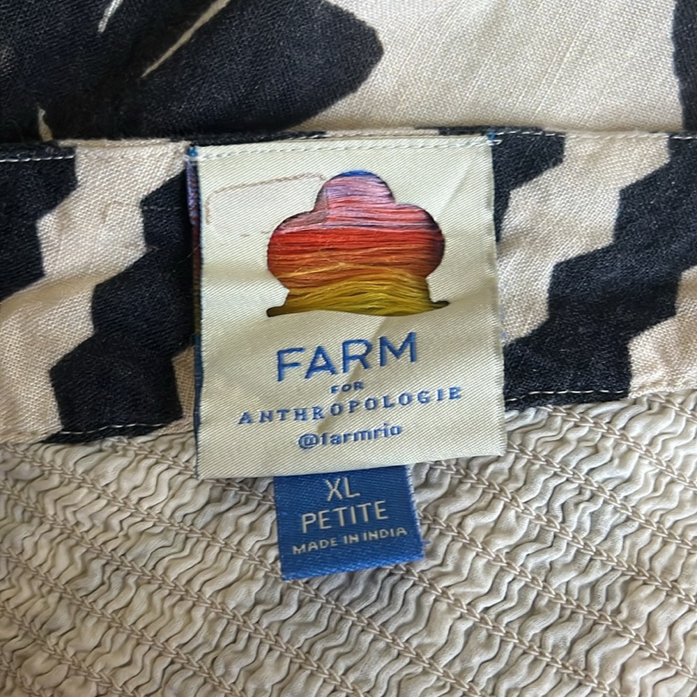 FARM Rio One-Shoulder Linen Palm Tree Dress Sz XL Petite - Picture 5 of 6